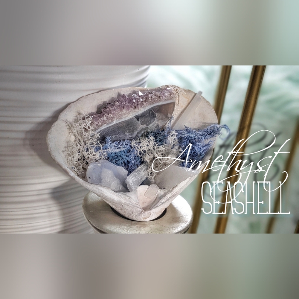 Amethyst, Quartz, Selenite & Blue Lace Agate Seashell